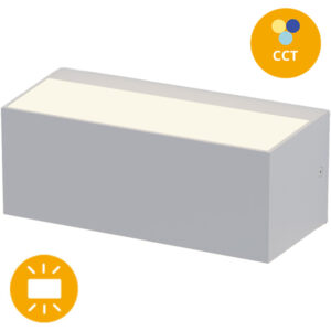 Aplique Parede 12w CCT 3000K/4000K/6500K 610-710lm Cinzento IP65 Luz P Cima e Para Baixo 230x90x102 ABS+Vidro