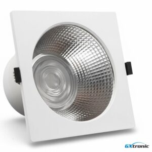 Downlight Quadrado Branco LED Embutir Potencia Seleccionável 30w26w22w18w 24º 120Lm/w CCT 3000K/4000K/6000K IP65 Drive GXtronic  CRI+92 Aro Ø160x110mm F Ø145mm
