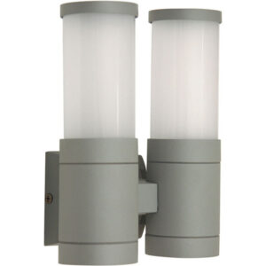 Aplique Parede Cinzento 2xE27 IP54 C.17xL.21xAlt.9,5cm Metal+Vidro