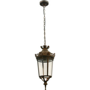 Suspensão 1xE27 Castanho IP44 Ø240x1Metro(Reg) Alumínio + Vidro